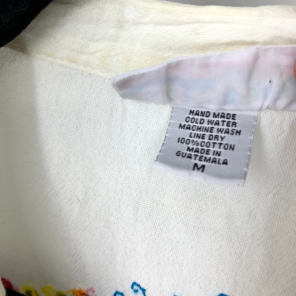 Vintage Embroidered Designs Blouse Womens Sz M Whit Multicolor Floral Embroidery - Picture 7 of 7